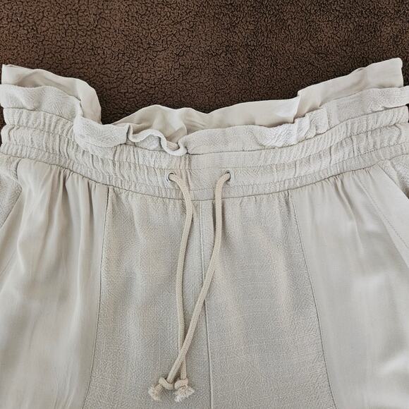 NWT BLANKNYC Ruffled Smocked Paperbag Elastic Waist Pull On Linen Jogger Pant L - Picture 8 of 12